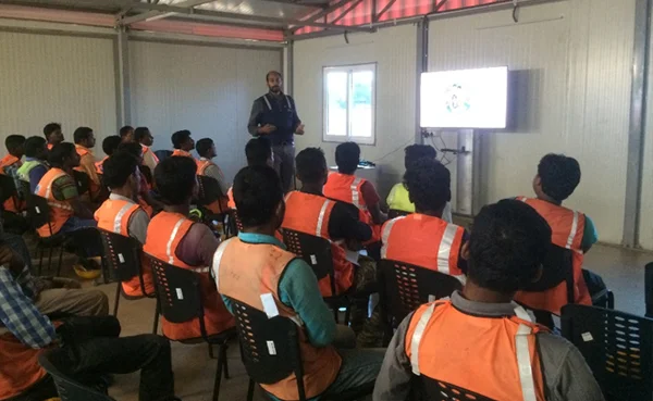 Onsite implementation workshop for contractor management software at Nordex Acciona JV renewable energy site, India