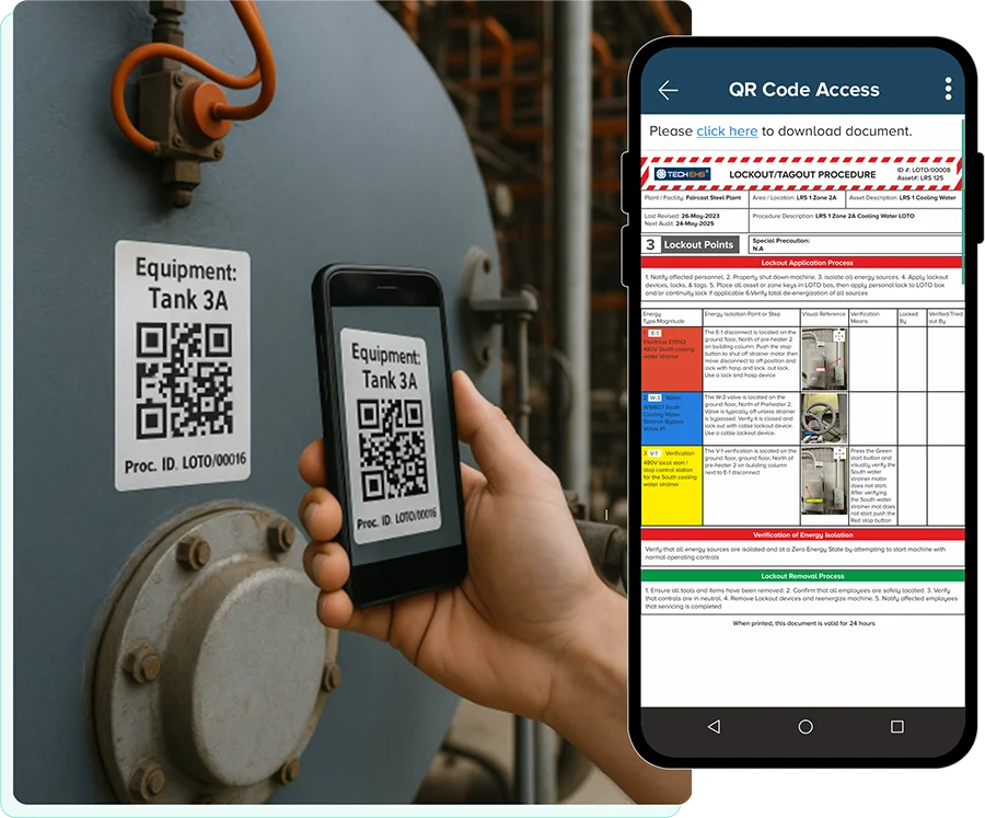 LOTO Procedure QR Code Access for Contractors